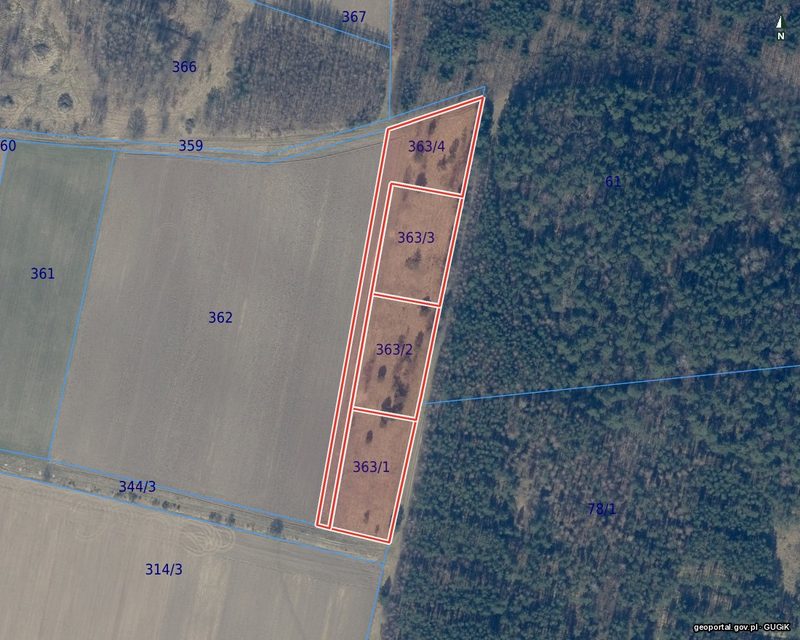 Działka na sprzedaż 3 001 m²: Cztery działki rolne przy lesie w Dargikowie, 8 km od Białogardu