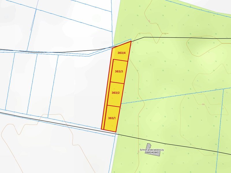 Działka na sprzedaż 3 001 m²: Cztery działki rolne przy lesie w Dargikowie, 8 km od Białogardu